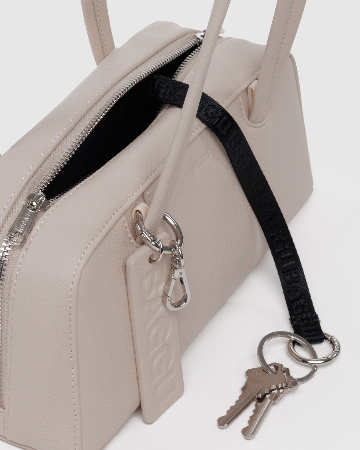 Small Recycled Leather Bowler Bag - Image 5