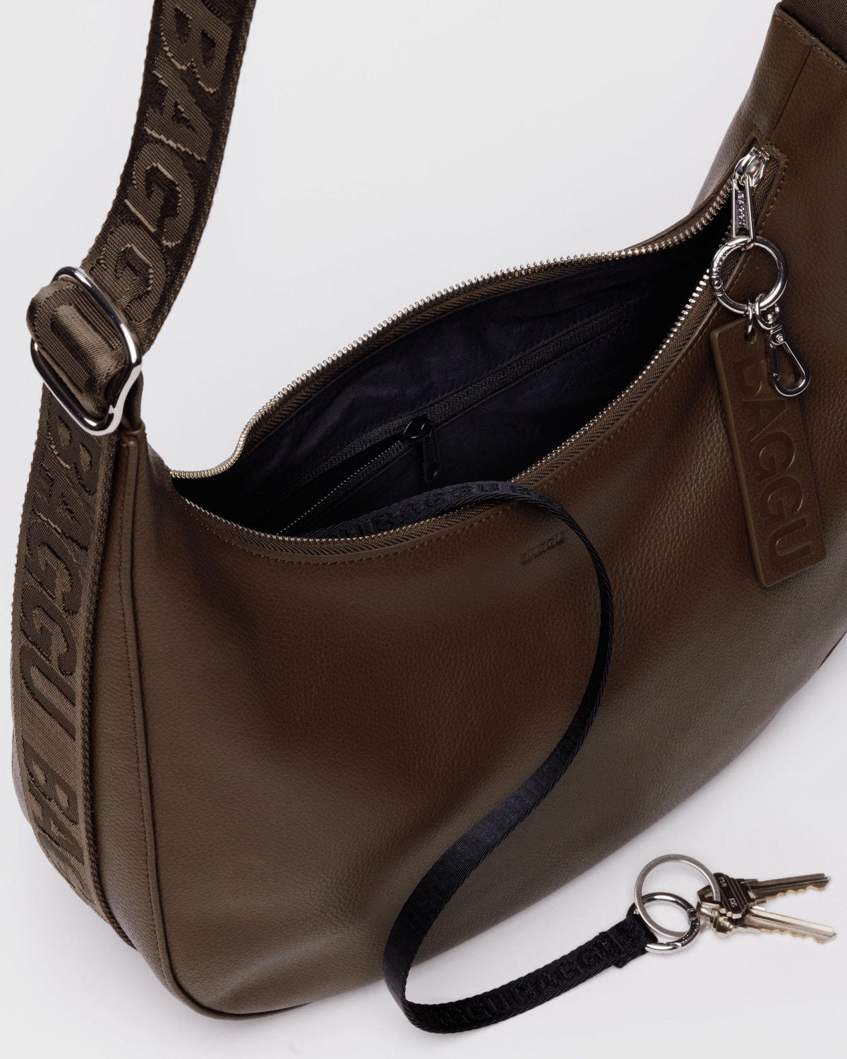 Medium Recycled Leather Crescent Bag - Image 4
